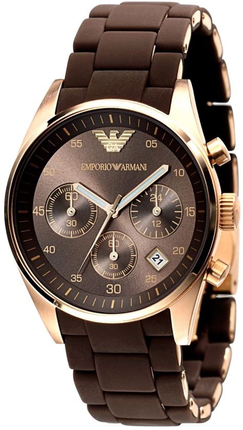 Emporio Armani Mens Sport Rose Gold Ion Plating Brown Chronograph Dial