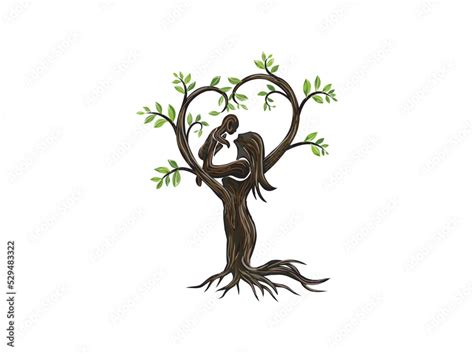 Abstract Human Tree Logo Unique Tree Vector Illustration Of A Mother