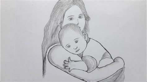 How To Draw Mom And Her Kids Very Easy Way Mom And Child Sketching