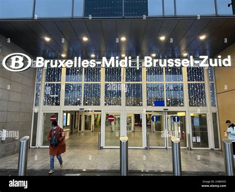 Passengers Walk In The Bruxelles Midi Brussel Zuid Brussels South