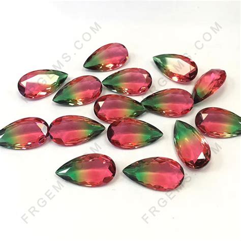 Synthetic Watermelon Tourmaline Glass Bicolor Gemstones Wholesale From