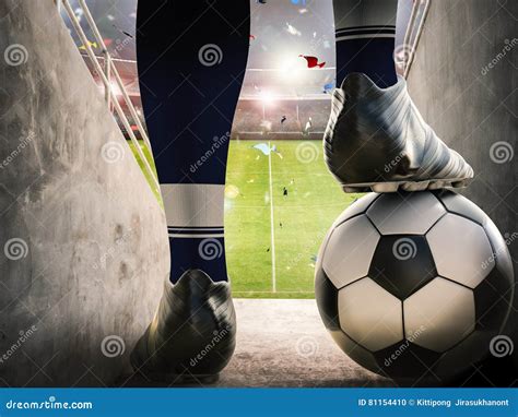 Soccer Player Standing With Soccer Ball Stock Illustration