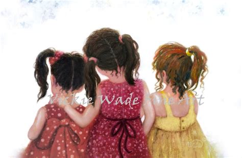 Three Sisters Art Print Three Girls Art Three Daughters Sister Love