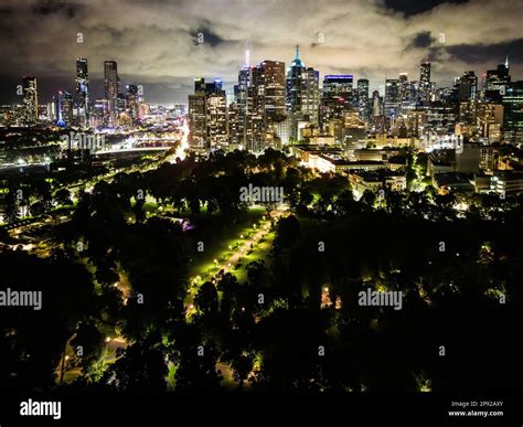 Melbourne skyline at night in Australia Stock Photo - Alamy