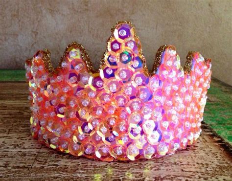 Irridescent Orange Sequin Princess Tiara On Etsy 14 99 Handmade