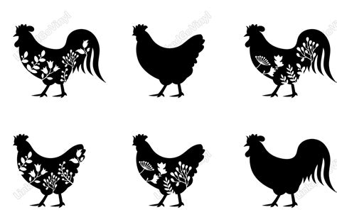 Floral Chicken SVG Rooster Silhouettes Free Graphic Design LinkedGo