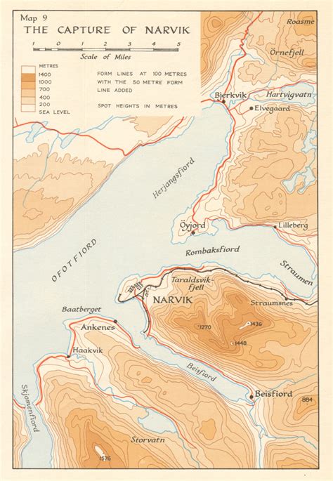 World War Invasion Of Norway Naval Movements April Old Map