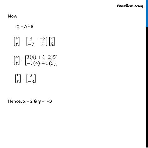 Ex Solve Using Matrix Method X Y X Y