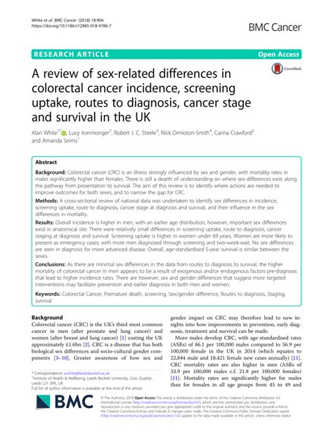 Pdf A Review Of Sex Related Differences In Colorectal Cancer