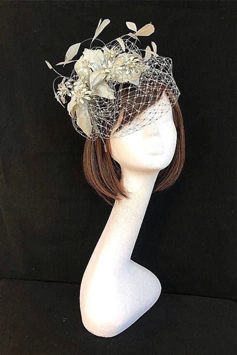 Silver Fascinator Grey Fascinator Wedding Hatinator Mother Etsy