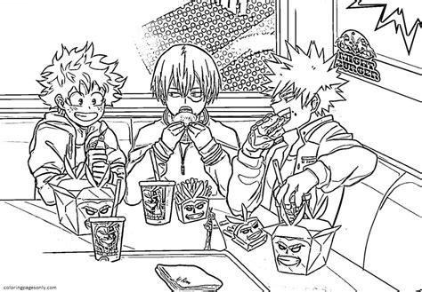 Deku Shoto Todoroki Katsuki Bakugou Coloring Page Free Printable