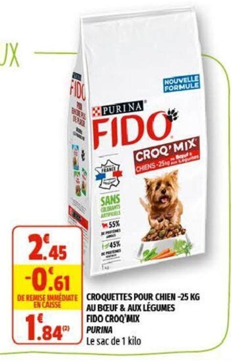 Promo Croquettes Pour Chien 25kg Au Bœuf Aux Légumes Fido Croq Mix