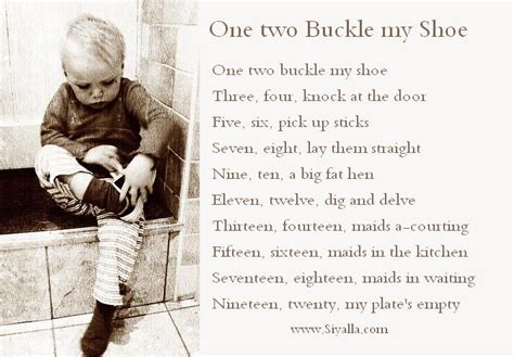 One Two Buckle My Shoe - Nursery Rhymes ~ Kids Poems - Poems for Kids ...