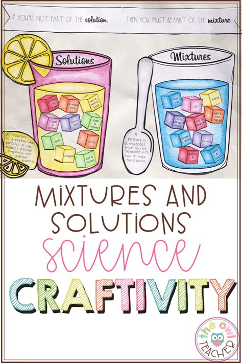 Mixtures And Solutions Craftivity The Owl Teacher