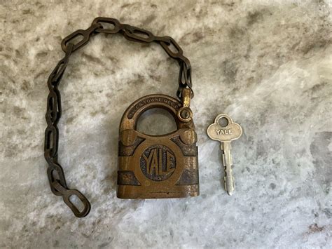 Vintage Yale Towne Mfg Co Brass Lock Padlock W Key Stamford Conn