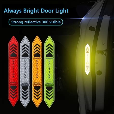 Pcs Car Door Warning Stickers Night Visibility Reflective Tape Door