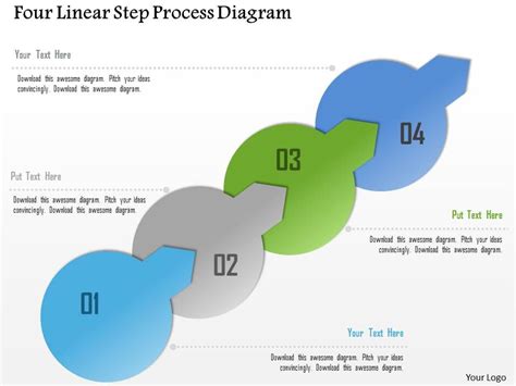 1214 Four Linear Step Process Diagram Powerpoint Template Graphics Presentation Background