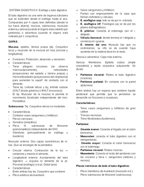 Sistema Digestivo Ii Resumen Ross Histolog A Texto Y Atlas