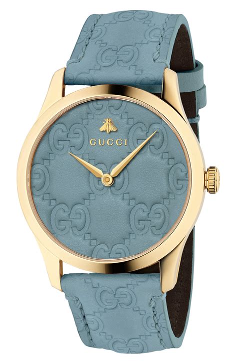 GUCCI Women S G Timeless Signature Leather Strap Watch 38mm