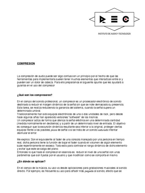 10 Compresion Pdf Tecnología De Sonido Grabación