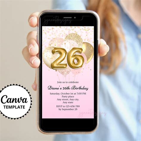 26th Birthday Invitation Templates Etsy