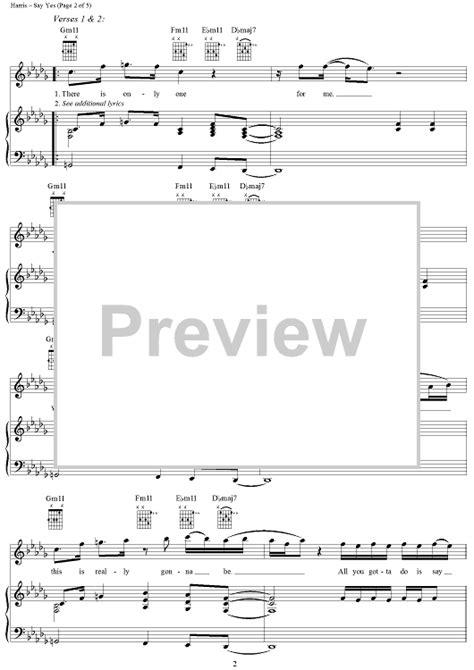 Say Yes Sheet Music Preview Page 2 Printable Sheet Music, Digital Sheet ...