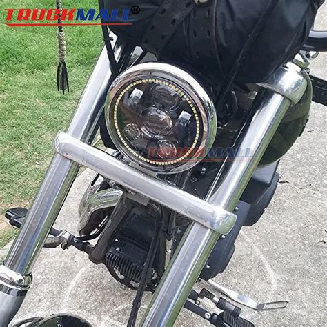 Indian Scout Motorcycle Inch Led Drl Headlight With White Halo Ring