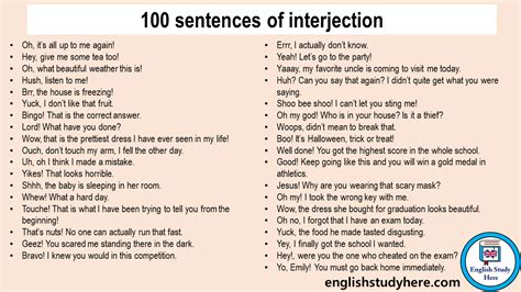 Examples Of Interjections