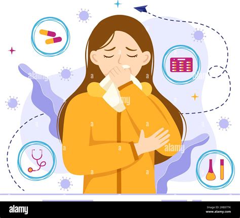 Ilustración Del Vector De La Infección Respiratoria De La Inflamación En Los Pulmones Con Las