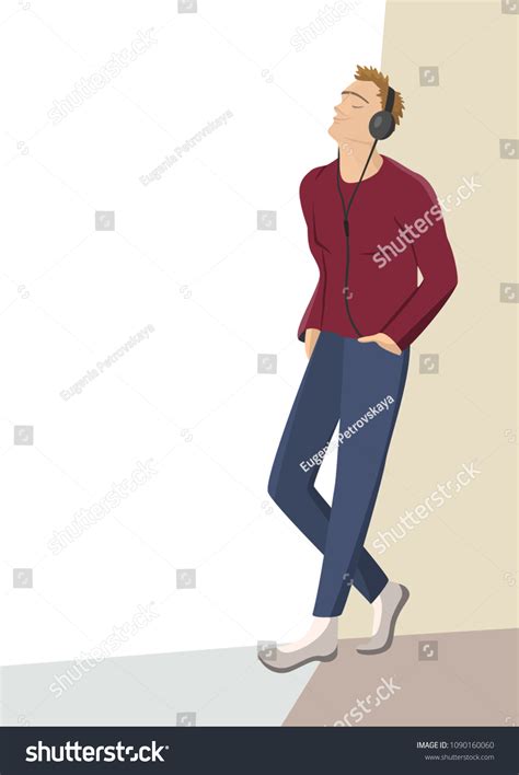 Boy Leaning Against Wall Drawing Oltre Immagini Vettoriali E Grafica