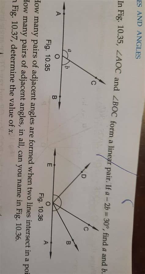 Angle Aoc And Angle Boc Form A Linear Pair If A B Degree Find