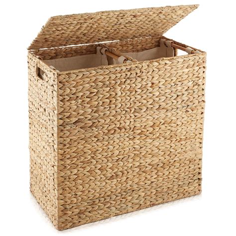 Casafield 2 Section Laundry Hamper With Removable Liner Bags Natural