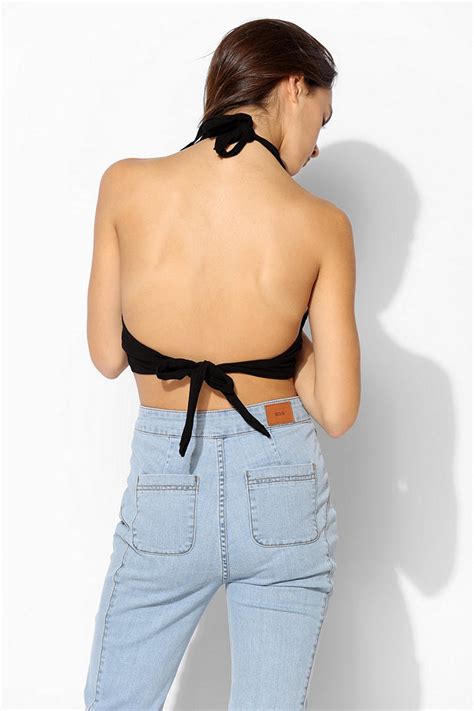 Urban Outfitters Truly Madly Deeply Tieback Halter Top In Black Lyst