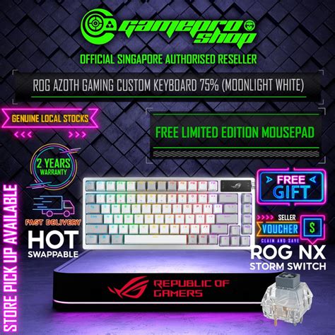 Free Gift Asus Rog Azoth Wireless Mechanical Hot Swappable Gaming Keyboard White Rog
