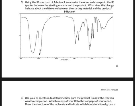 Solved 3) Using the IR spectrum of 1-butanol, summarize the | Chegg.com