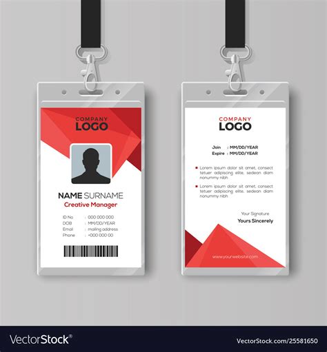 Modern Id Card Template With Abstract Red Vector Image