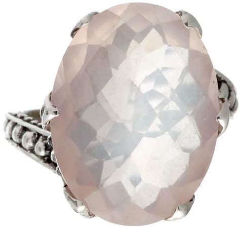 Faceted Rose Quartz Ring Exotic India Art