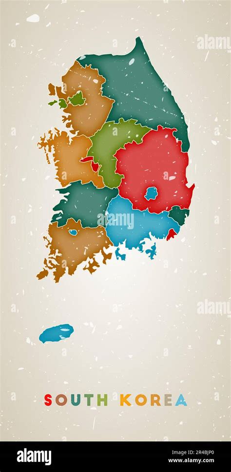 Mapa De Corea Del Sur Cartel De Pa S Con Regiones De Colores Vieja