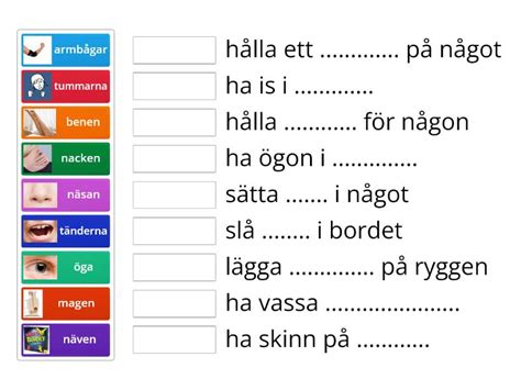 Idiomatiska Uttryck Med Kroppsdelar Match Up