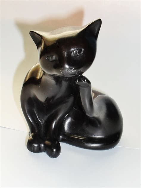 Vintage Black Cat Statue or Figurine Halloween and Beyond