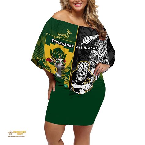 South Africa And Aotearoa Rugby Off Shoulder Short Dress