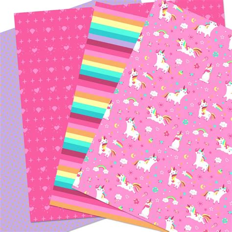 Unicorn Digital Paper Pack Rainbow Scrapbook Pages Colourful Etsy