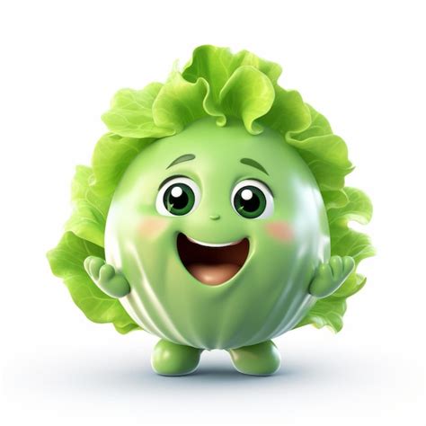 Premium AI Image | Happy Lettuce Cartoon Mascot