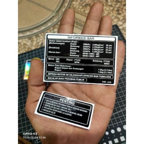 Jual Stiker Penting Informasi Ban Stiker Motor Matic Honda Shopee