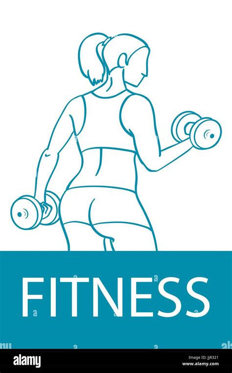 Fitness club and gym banner or poster design. Silhouette of athletic ...