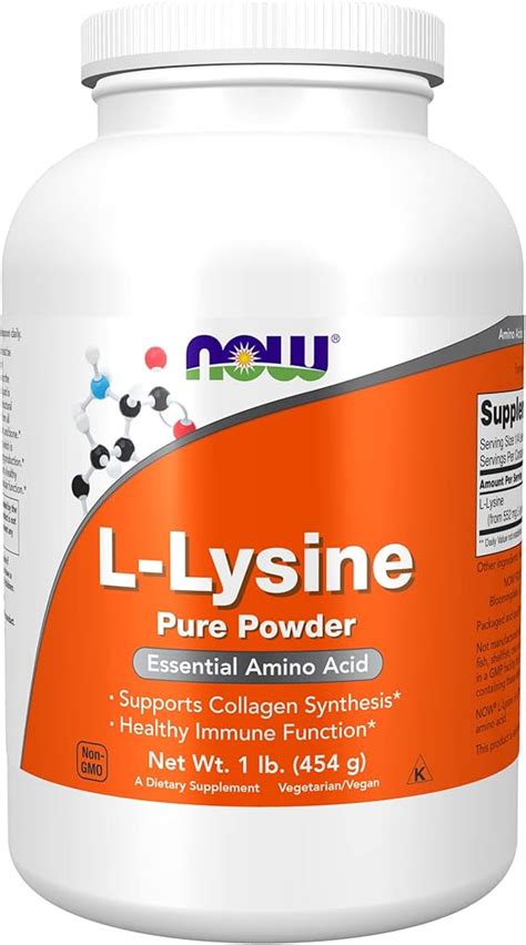 Now Supplements L Lysine L Lysine Hydrochloride Powder Supports Collagen