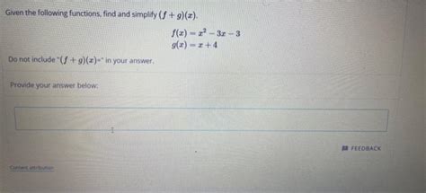 Solved Given The Following Functions Find And Simplify