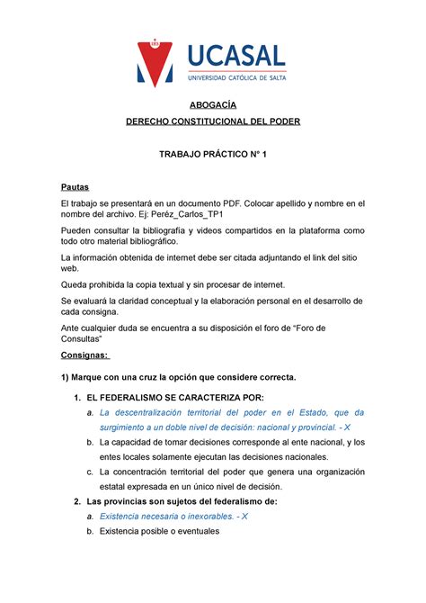 Derecho Constitucional Del Poder Tp1 AbogacÍa Derecho Constitucional Del Poder Trabajo