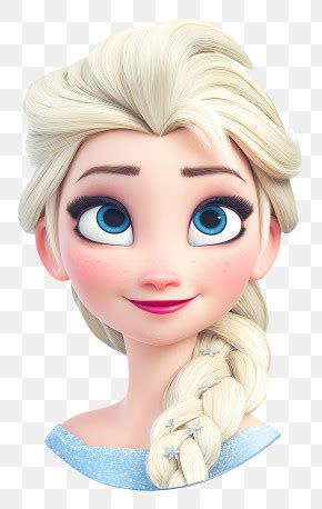 Frozen Elsa Face Animated Girl With Blonde Hair PNG