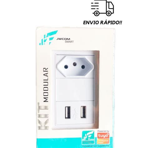 Tomada De Parede 2 Entradas Usb Bivolt Jwcom Modelo Luxo Sem